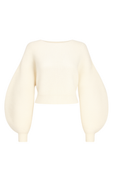 Minimalist Lantern Sleeve Short Knit Sweater