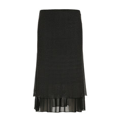 Polka Dot Mesh Layered Midi Skirt