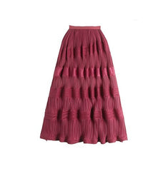 Elegant Pleated Satin - Layered Maxi Skirt