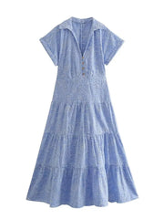 Breezy Buttoned Tiered Picnic Dress