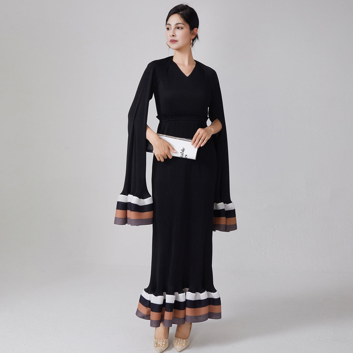 Flared Sleeve Elegant Long Dress