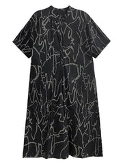 Abstract Ink Stroke Shirt Dress