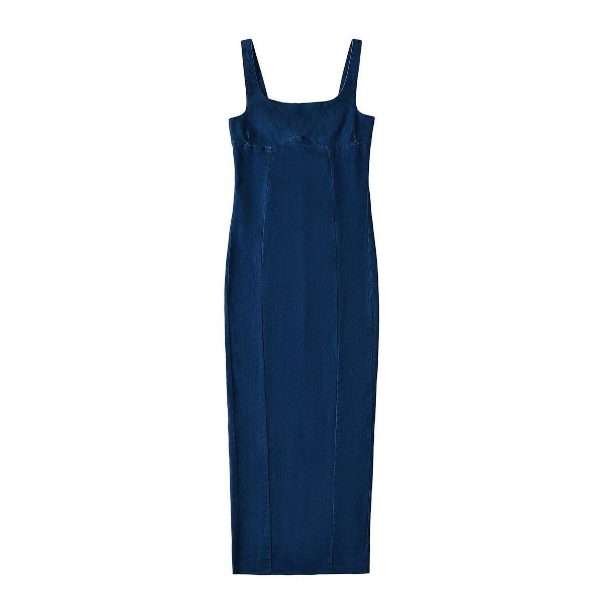 Square Neck  Denim Maxi Dress