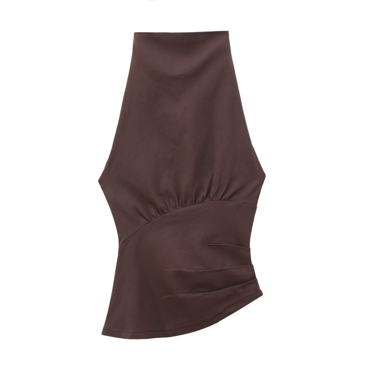 Asymmetric Ruched Sleeveless Blouse