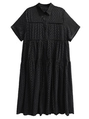 Retro Chevron Texture Tiered Dress