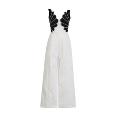 Winged Bodice Wide Leg Sleeveless Jumpsuit