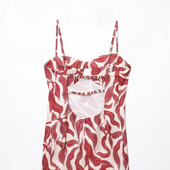 Red Abstract Print Holiday Dress