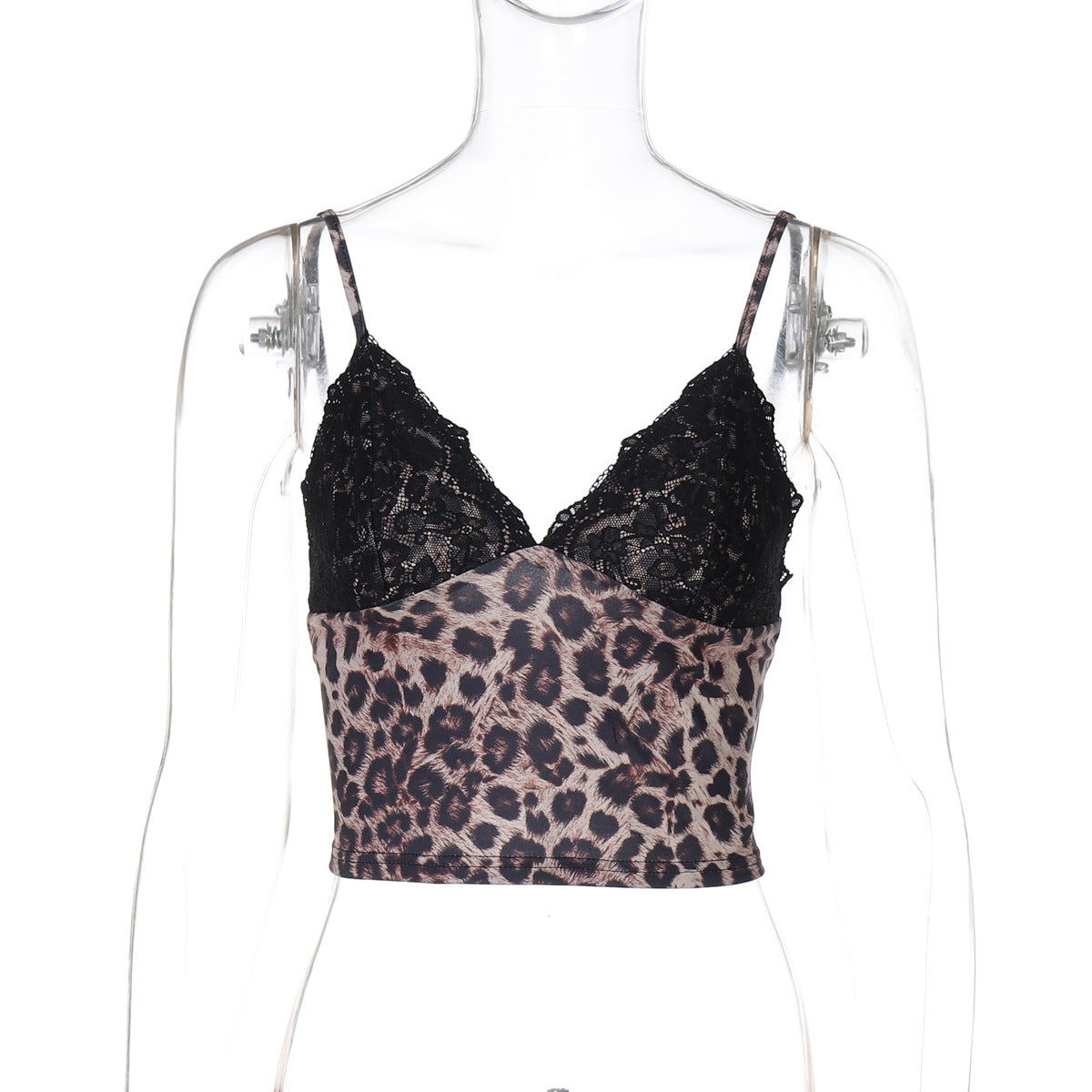 Lace - Trimmed Leopard Strapless Crop Top