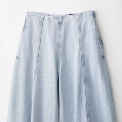 Panelled Light Wash Balloon Jeans