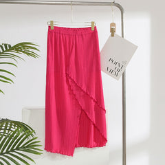 Layered Irregular Hem Pleated Skirt