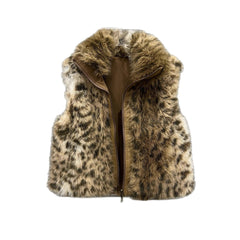 Warm Faux Fur Vest with Stand Collar