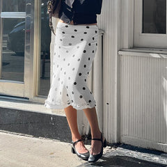 White Polka Dot Midi Skirt