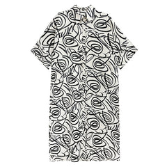 Modern Ink Brush Pattern Collared Dress