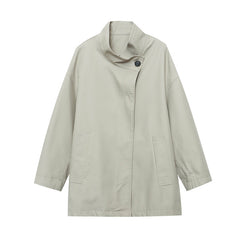 Casual Stand Collar Three-Quarter Length Coat