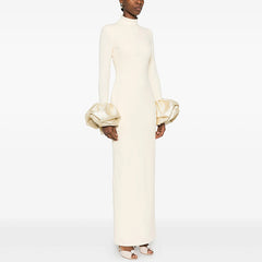 Floral Sleeveless Bodycon Long Dress with Beaded Accents