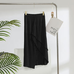 Layered Irregular Hem Pleated Skirt