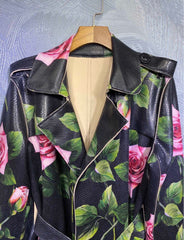 Romantic Black Floral Print Trench