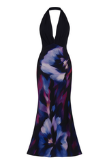 Sexy Psychedelic Backless Halter Gown