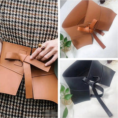 Black Leather Sculpted Waist Corset Belt