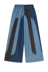Retro Patchwork Wide-Leg Denim Pants
