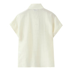 Asymmetric Button-Front Linen Blend Top