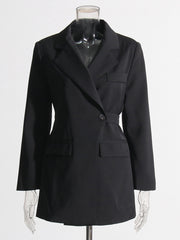 Double-Breasted Blazer with Side-Tie Waist Detail