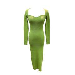 Elegant Minimalist Ribbed Knit Bodycon Dress