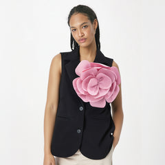 Patchwork Flower Sleeveless Blazer Vest
