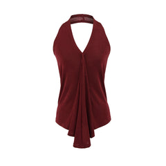 V - Neck Ruched Halter Top