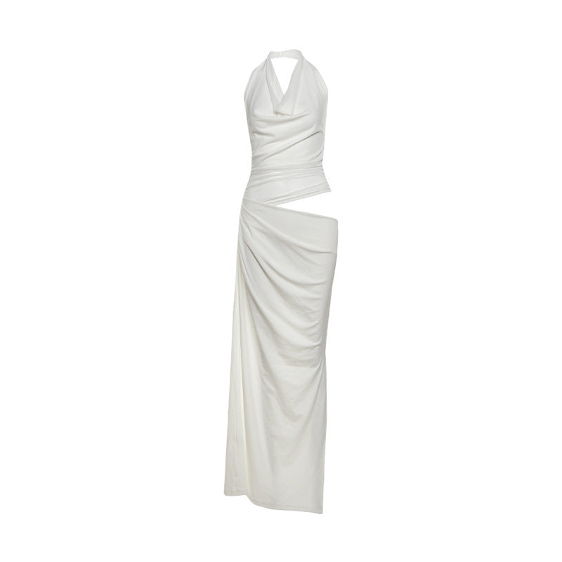 White Halter Cut - Out Dress