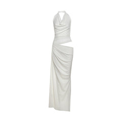 White Halter Cut - Out Dress