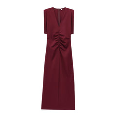 Elegant V-neck Ruched Evening Dress