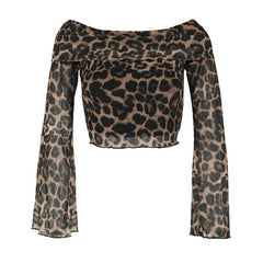 Leopard Off - Shoulder Crop Top