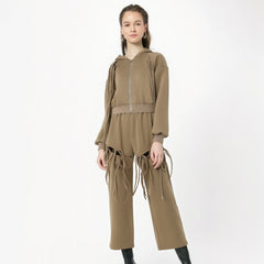 Hollow Tassel Hoodie Wide Leg Pants Set