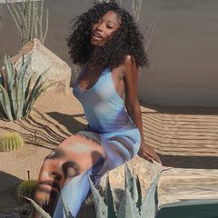 Artistic Halter Neck Maxi Dress