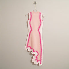 Pink Gradient Dress with Asymmetrical Hem
