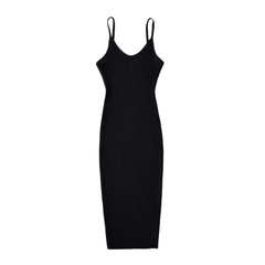 Elegant Spaghetti Strap Knit Bodycon Dress