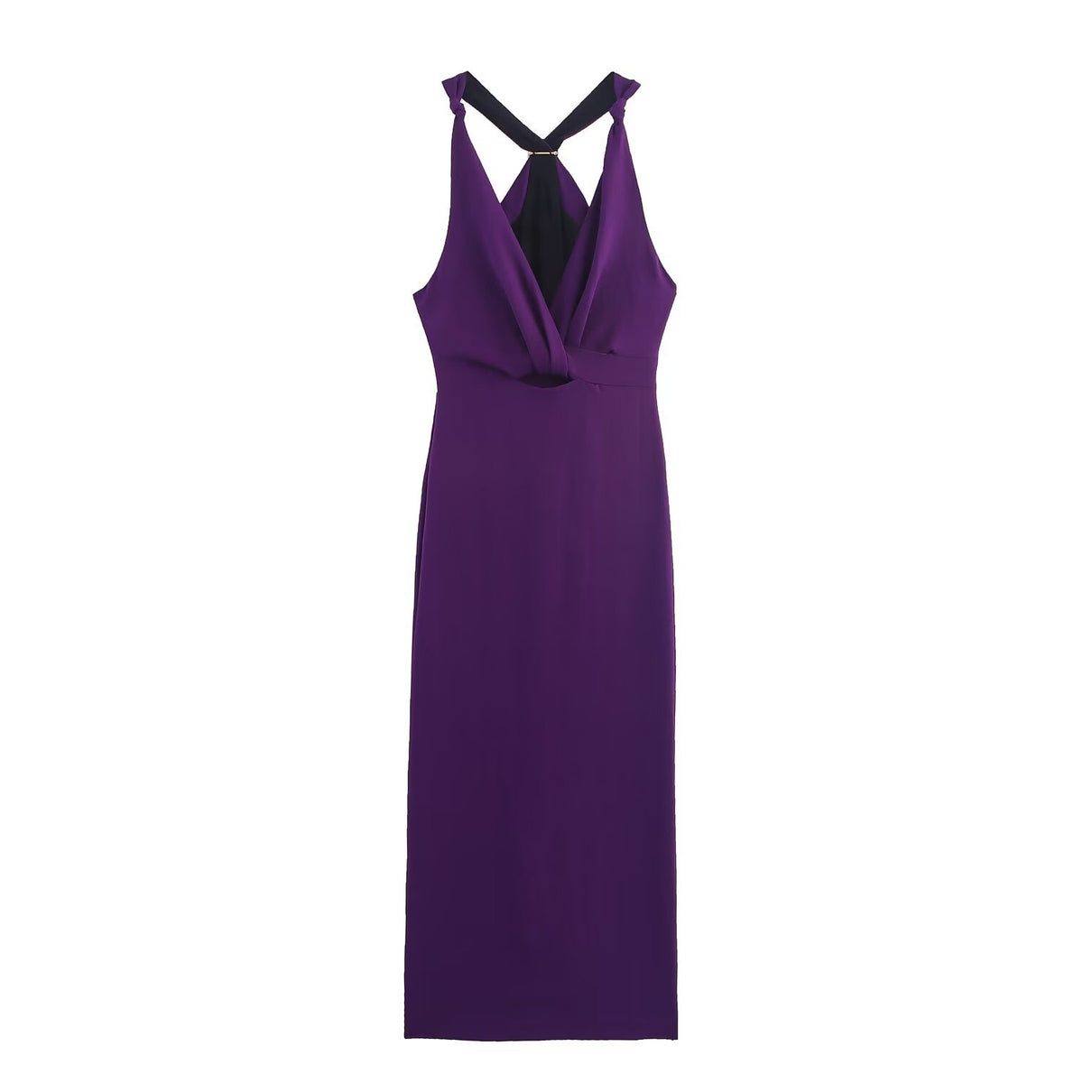 Purple Halter Neck Evening Gown