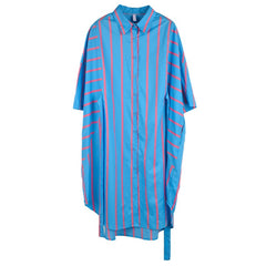 Designer Stripe Button-Down Shirt Dress