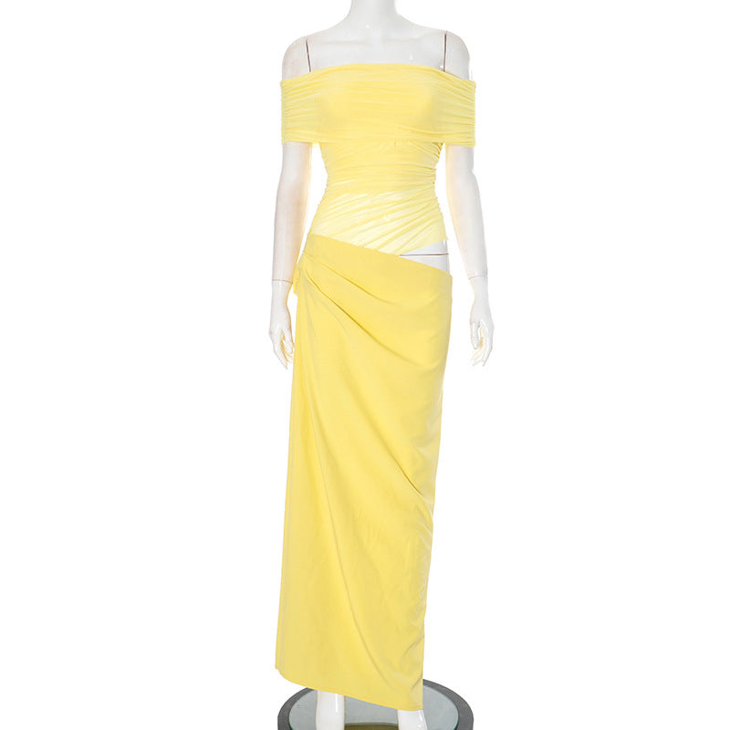 Yellow Off - Shoulder Maxi Dress