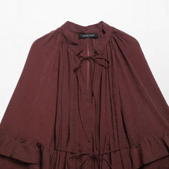 Tiered Ruffle-Sleeve Tie-Front Mini Dress