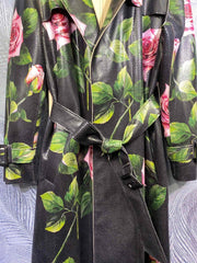 Romantic Black Floral Print Trench