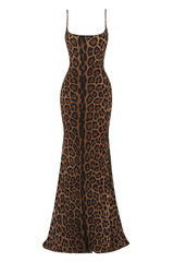 Leopard Fishtail Maxi Gown