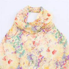 Halter-Neck Floral Print Maxi Dress