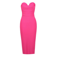 Elegant Strapless Bodycon Midi Dress