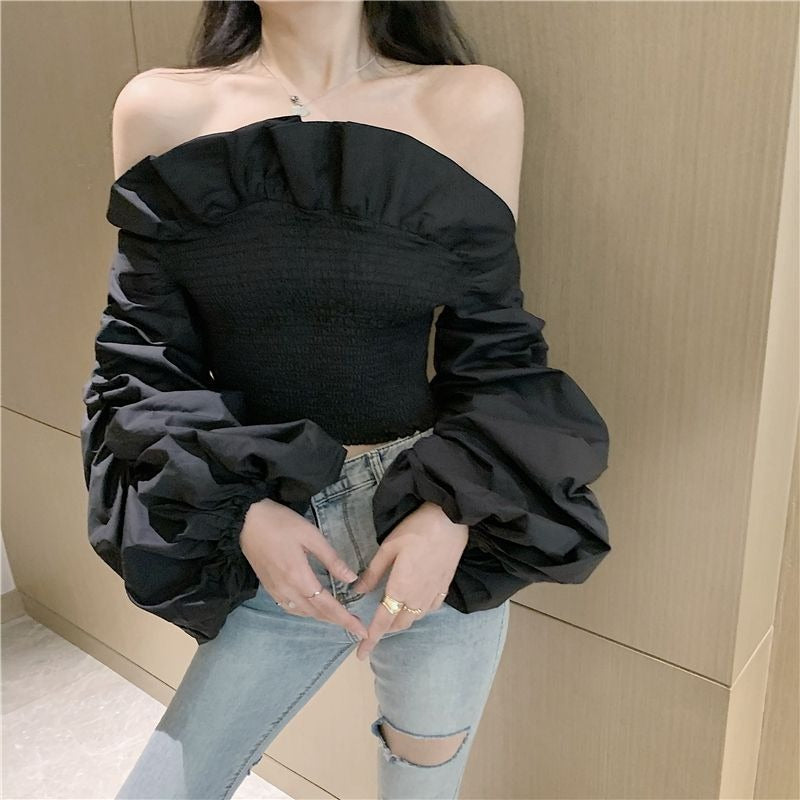 Dramatic Off-Shoulder Puff-Sleeve Top