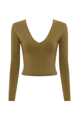 Structured Shoulder V-Neck Slim Top