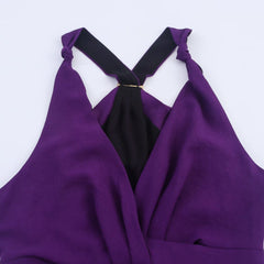 Purple Halter Neck Evening Gown