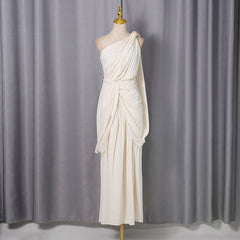 One-Shoulder Grecian Style Draped Maxi Dress