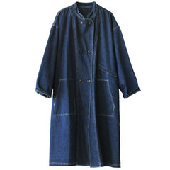 Relaxed Double-Breasted Denim Trench